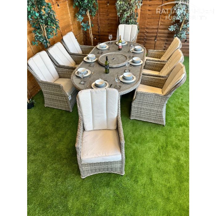 Rattan Champagne Paris 230cm Oval 8 Seater Dining Set
