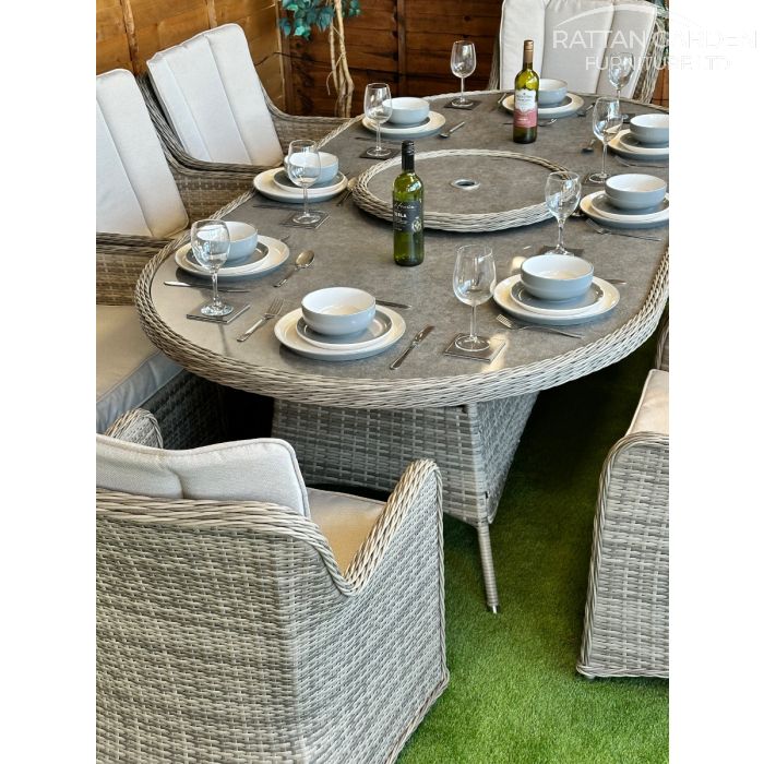 Rattan Champagne Vienna 230cm Oval 8 Seater Dining Set