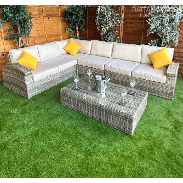 Champagne Lisbon Corner Sofa Set With Coffee Table