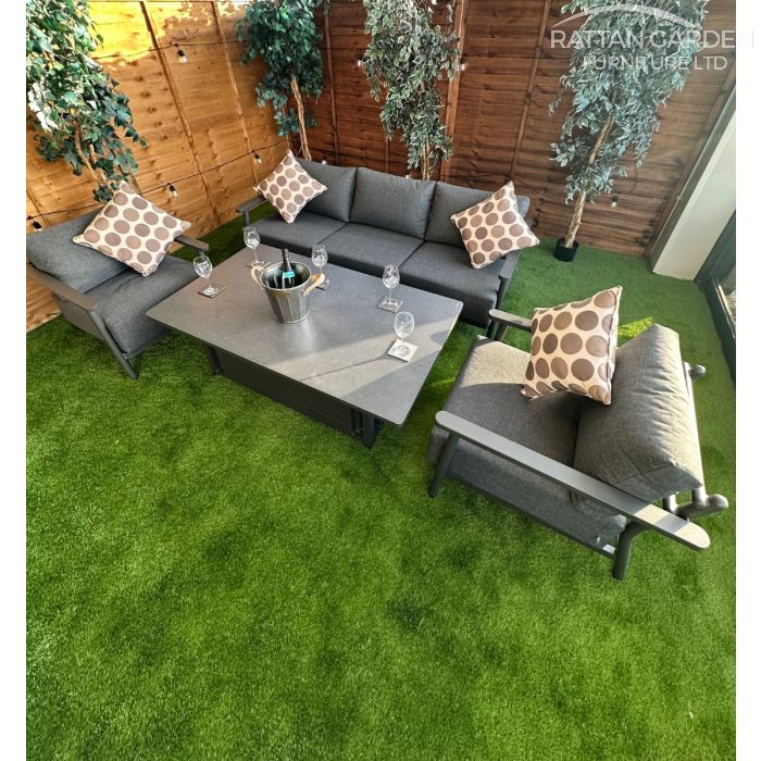 Brabazon Aluminium 5 Seat 4 Piece Sofa Set with Grey Rising Table