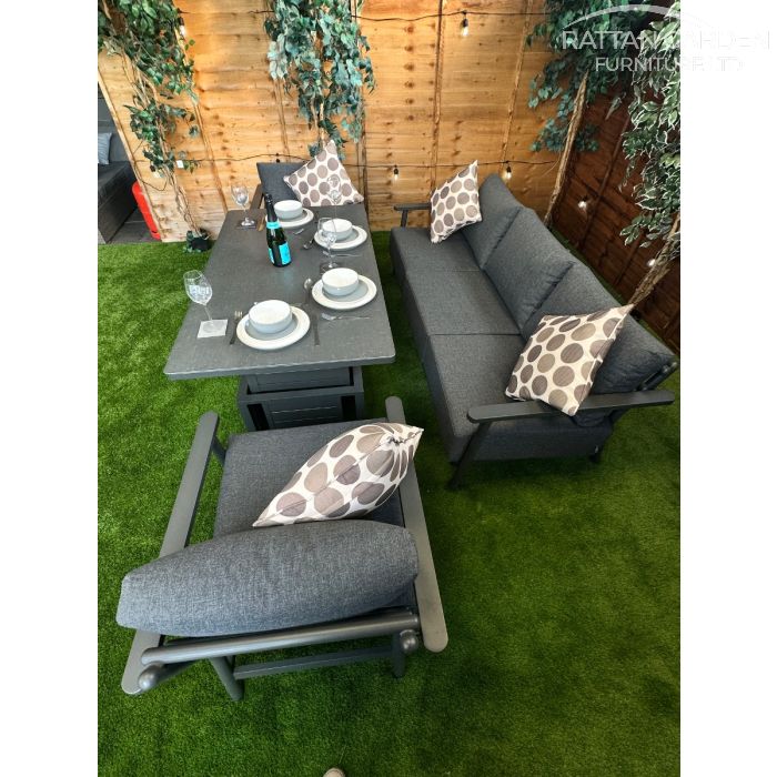 Brabazon Aluminium 5 Seat 4 Piece Sofa Set with Grey Rising Table