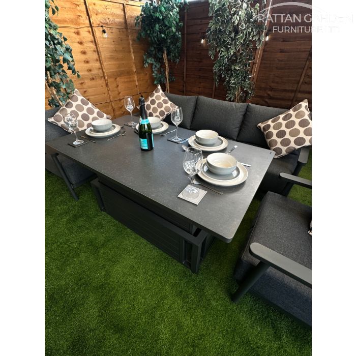Brabazon Aluminium 5 Seat 4 Piece Sofa Set with Grey Rising Table