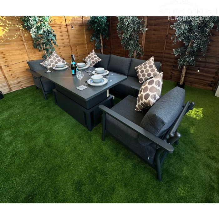 Brabazon Aluminium 5 Seat 4 Piece Sofa Set with Grey Rising Table