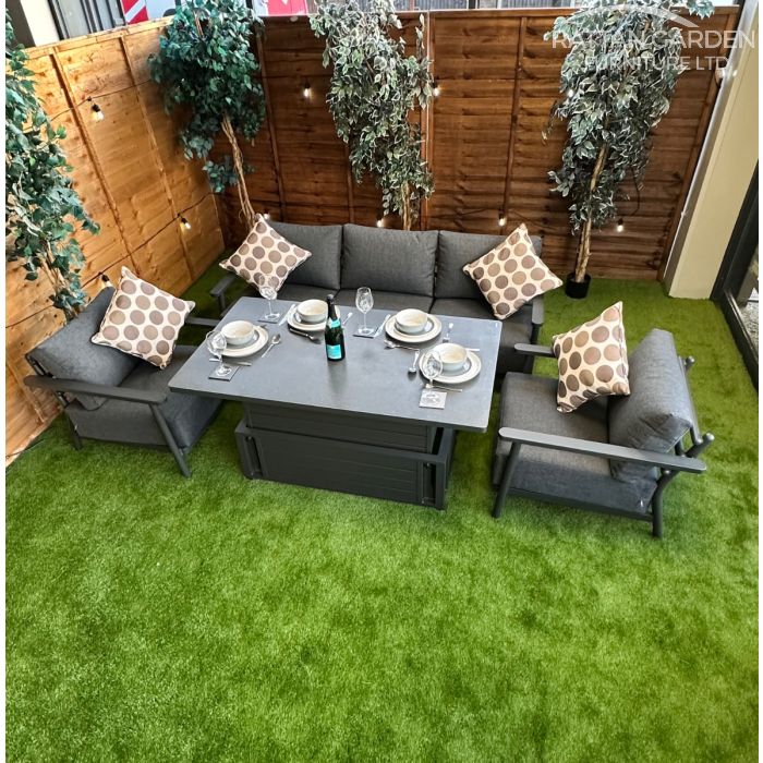 Brabazon Aluminium 5 Seat 4 Piece Sofa Set with Grey Rising Table
