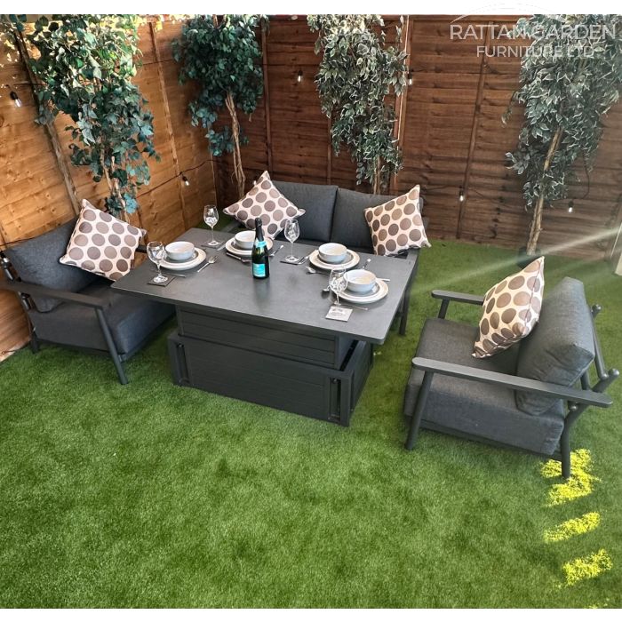 Brabazon Aluminium 4 Seat 4 Piece Sofa Set with Grey Rising Table