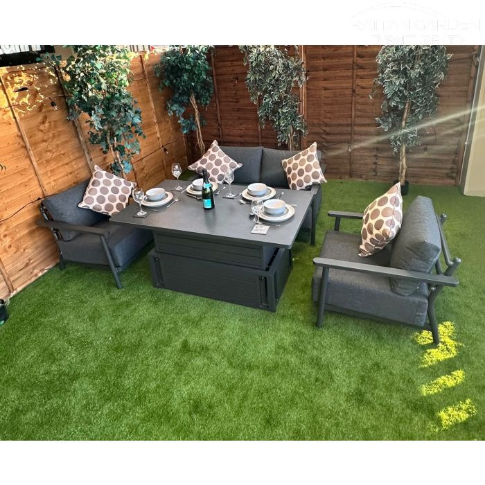 Brabazon Aluminium 4 Seat 4 Piece Sofa Set with Grey Rising Table