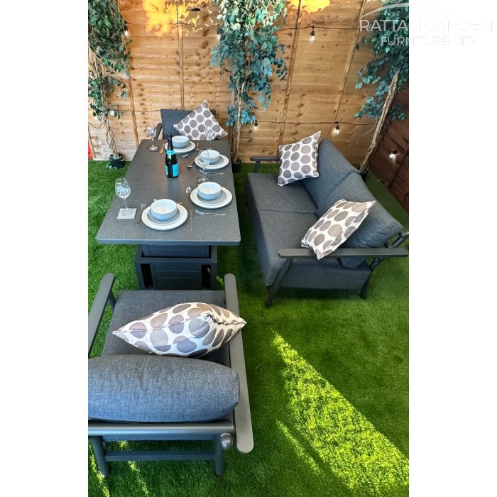 Brabazon Aluminium 4 Seat 4 Piece Sofa Set with Grey Rising Table