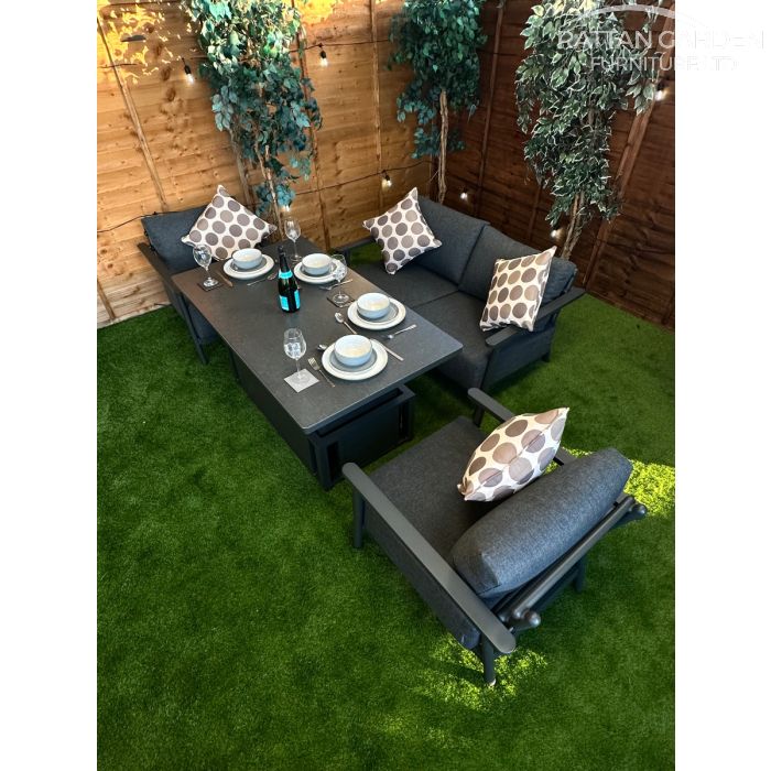 Brabazon Aluminium 4 Seat 4 Piece Sofa Set with Grey Rising Table