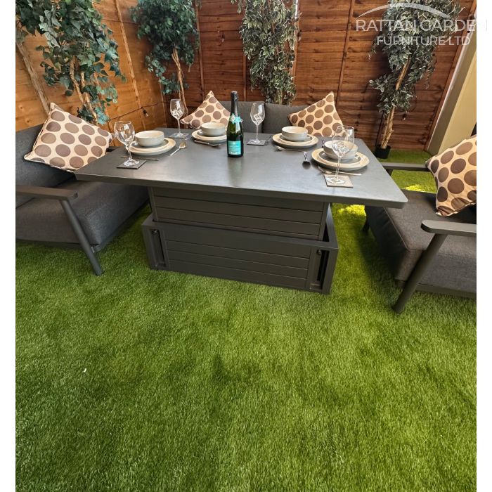 Brabazon Aluminium 4 Seat 4 Piece Sofa Set with Grey Rising Table