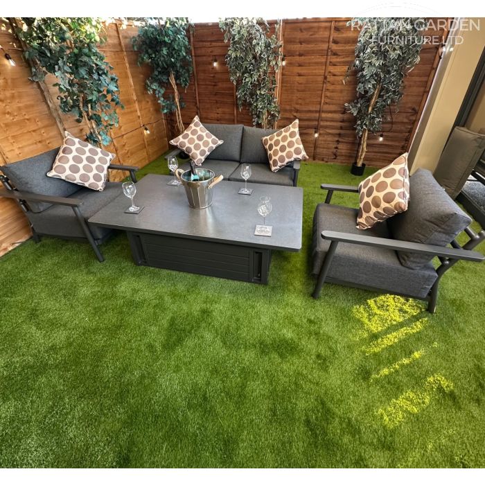 Brabazon Aluminium 4 Seat 4 Piece Sofa Set with Grey Rising Table