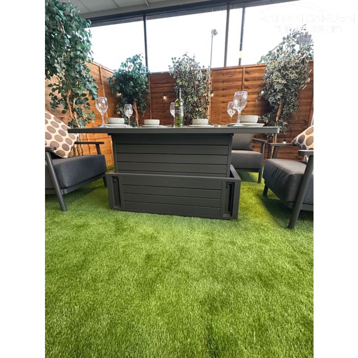 Brabazon Aluminium 5 Seat 4 Piece Sofa Set With Patterned Rising Table