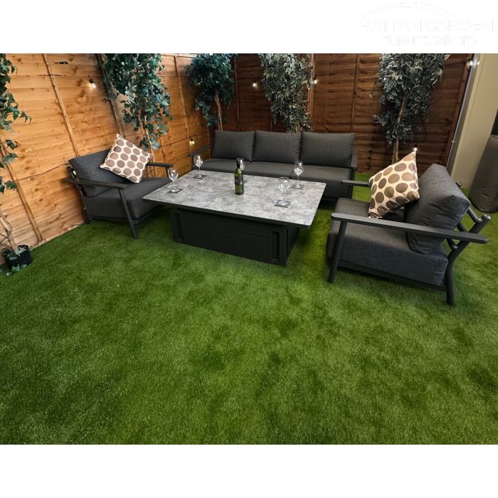 Brabazon Aluminium 5 Seat 4 Piece Sofa Set With Patterned Rising Table