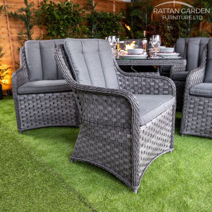 Serena Vienna 8 Seat Rattan Fire Pit With 200cm Rectangular Table