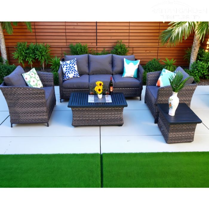 Monaco Serena 5 Seat 5 Piece Sofa Set With Side and Coffee Table 