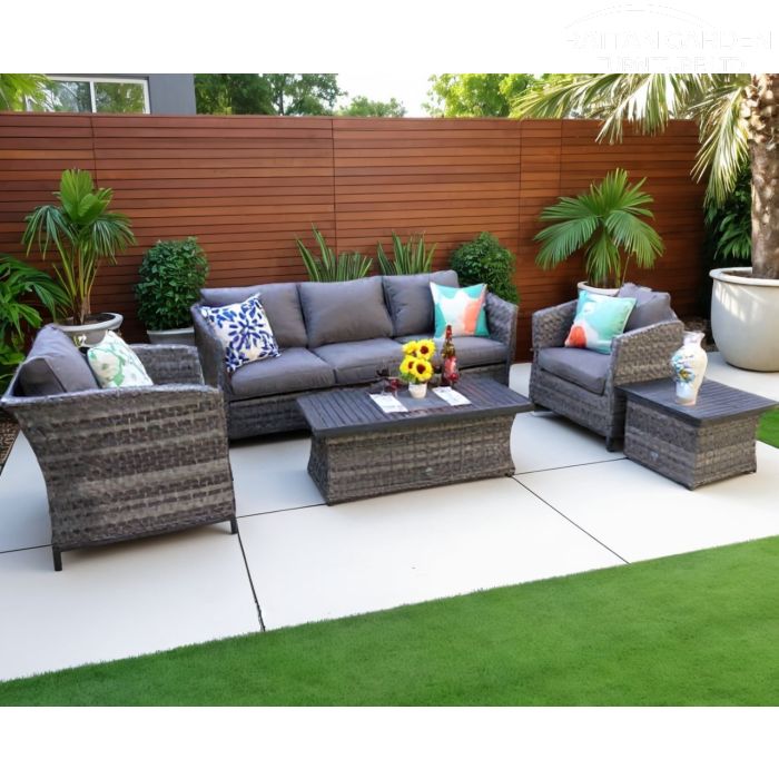 Monaco Serena 5 Seat 5 Piece Sofa Set With Side and Coffee Table 