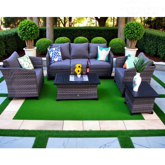 Monaco Serena 5 Seat 5 Piece Sofa Set With Side and Coffee Table 
