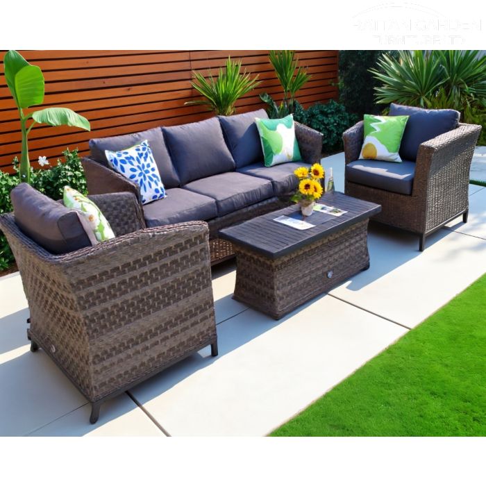 Monaco Serena 5 Seat 5 Piece Sofa Set With Side and Coffee Table 