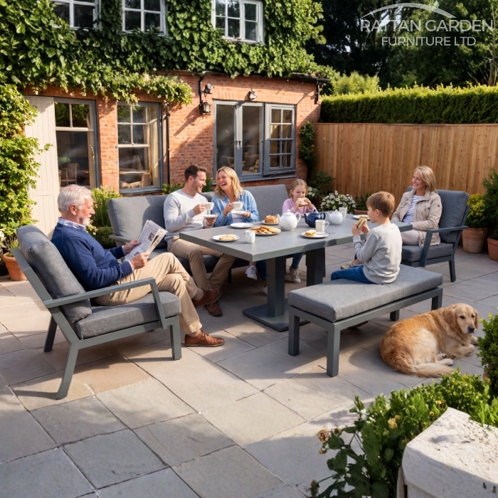 Montpellier Aluminium 5 seat sofa set set with rising table
