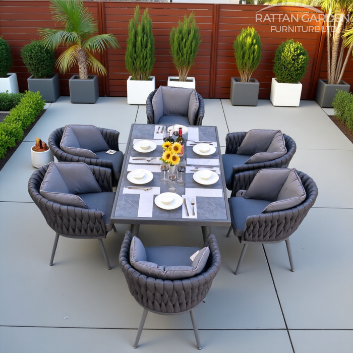 Seychelles Rope 6 Seat Rectangular Dining Set
