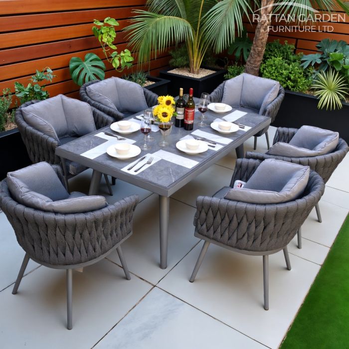 Seychelles Rope 6 Seat Rectangular Dining Set