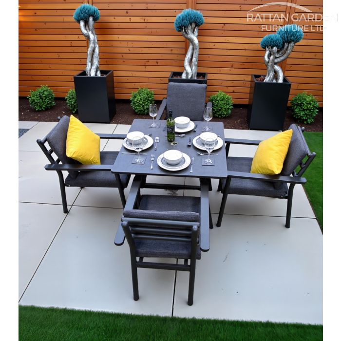 Brabazon Aluminium 4 Seat Dining Set with Grey Ceramic Glass Table Top