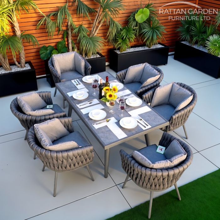 Seychelles Rope 6 Seat Rectangular Dining Set