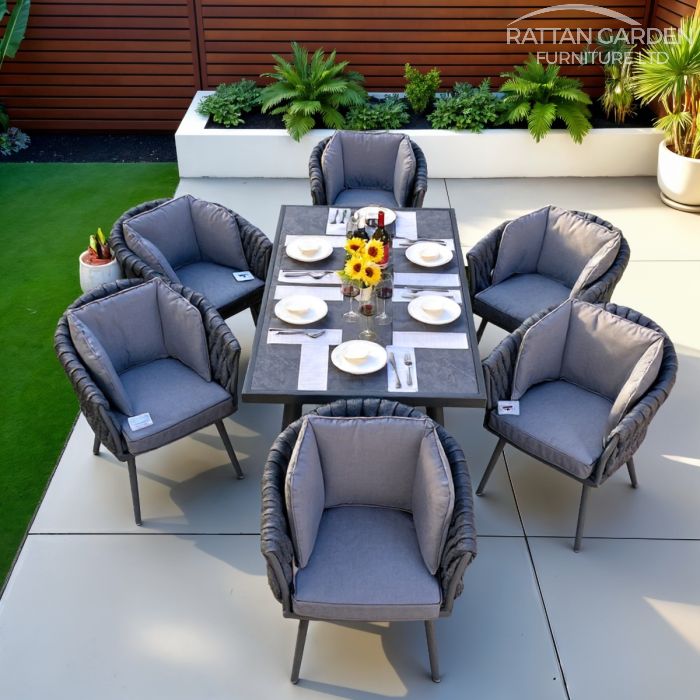 Seychelles Rope 6 Seat Rectangular Dining Set