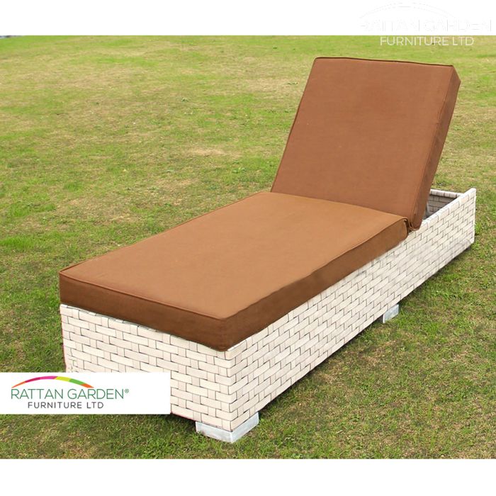 Rattan Ivory Wide Single Sun Lounger in Cream