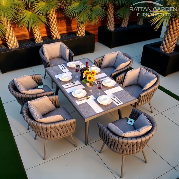 Seychelles Rope 6 Seat Rectangular Dining Set