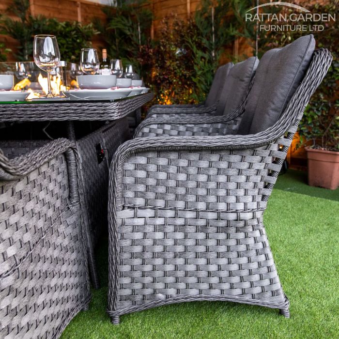 Serena Vienna 8 Seat Rattan Fire Pit With 200cm Rectangular Table