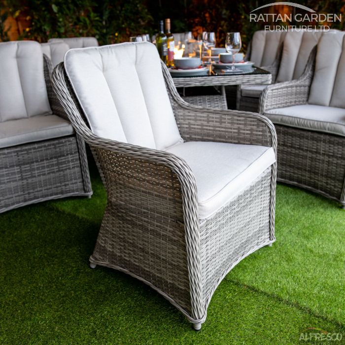 Champagne Vienna 8 Seat rattan Fire Pit With 200cm Rectangular Table