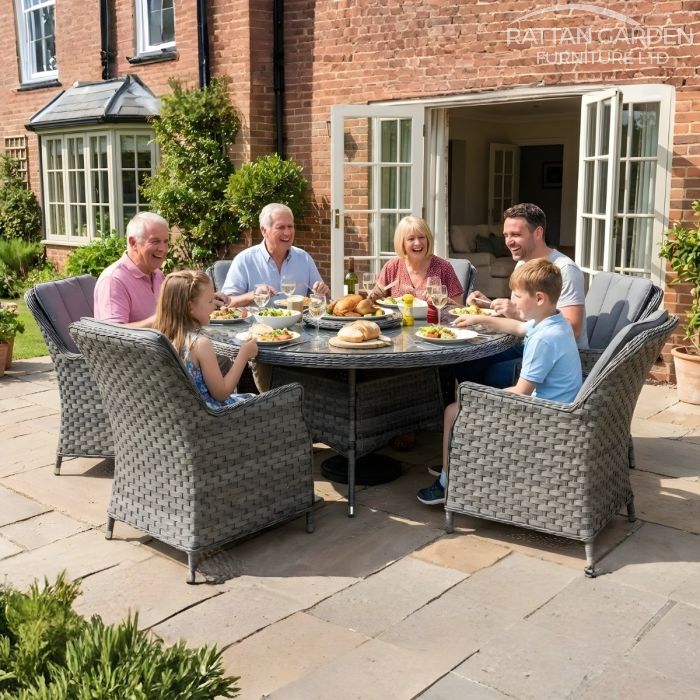 Rattan Serena Paris Round 6 Seat Dining Set