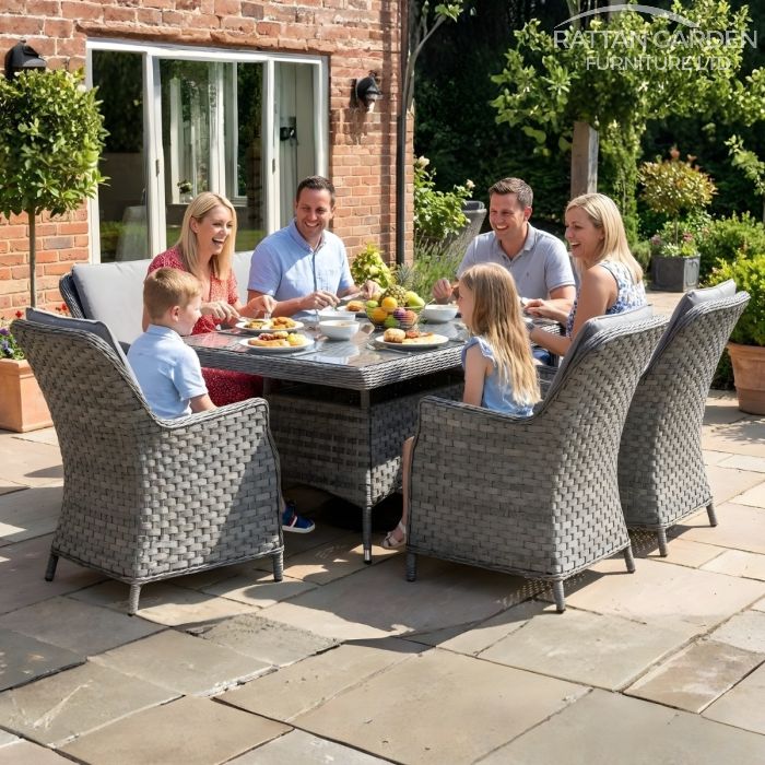 Rattan Serena Paris Rectangular 6 Seat Dining Set
