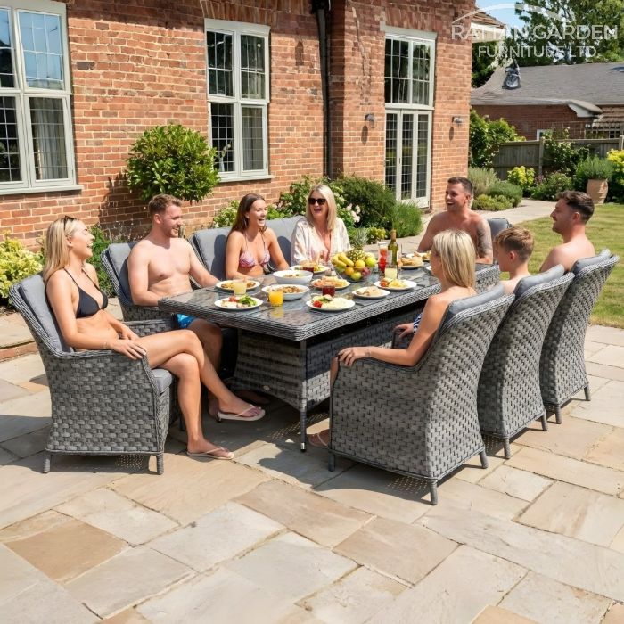 Rattan Serena Paris Rectangular 8 Seat Dining Set