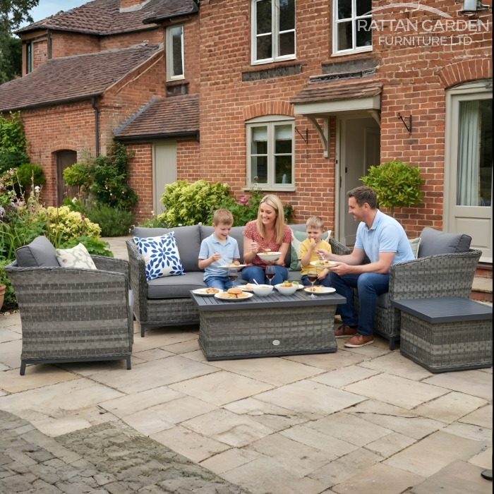 Monaco Serena 5 Seat 5 Piece Sofa Set With Side and Coffee Table 