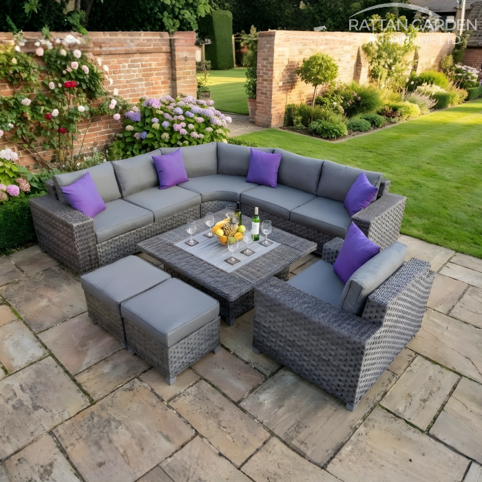 Serena Winchester Square Rising Table Rattan Corner Set