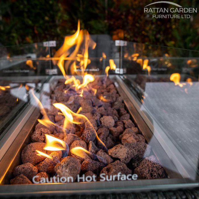 Serena Vienna 8 Seat Rattan Fire Pit With 200cm Rectangular Table