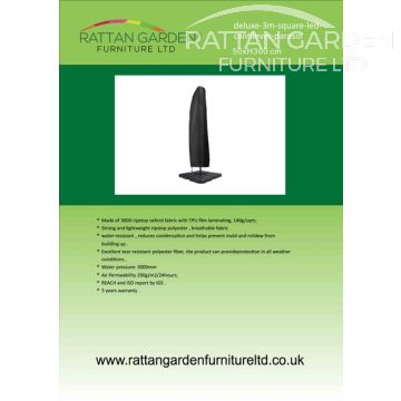 Deluxe Rain Cover for Large 3m Square Cantilever Parasol
