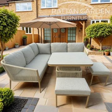 Genoa Rope Corner Garden Sofa With rising table