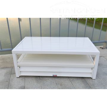 Shutter Style White Aluminium Rectangle Coffee Table
