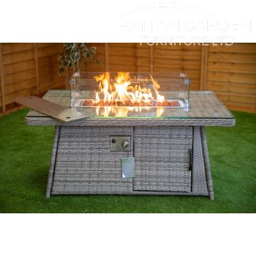 Champagne Rectangle rattan Fire Pit Coffee Table