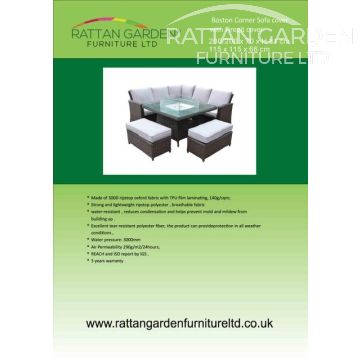 Deluxe Rain Cover for Boston rattan Corner Dining Set and Fire Pit Table