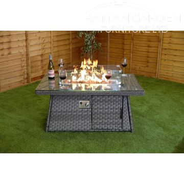 Serena Rectangular Rattan Firepit Coffee Table