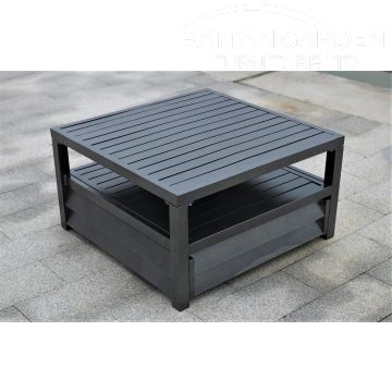 Shutter Style Grey Aluminium Square Coffee Table