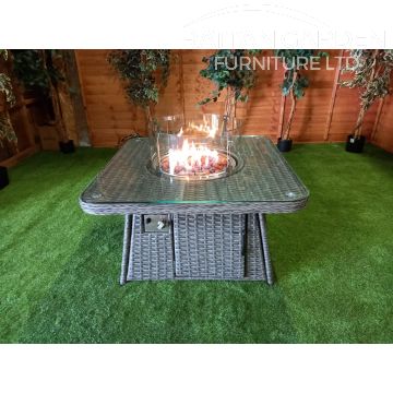 Platinum Square Fire Pit Coffee Table with Rounded Corners