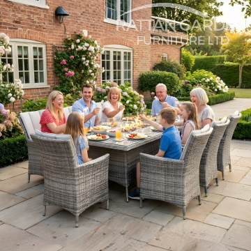 Champagne Atlanta 8 Seat Fire Pit With 200cm Rectangular Table