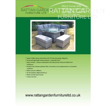 Deluxe Rain Cover for Miami rattan Corner Set and Fire Pit Table