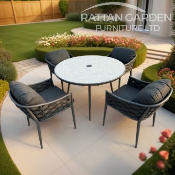 Annabelle Rope Grey 4 Seater Dining Set