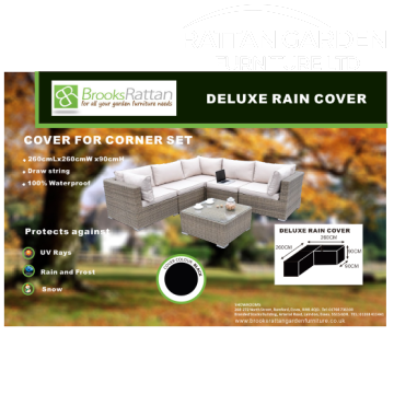 Deluxe 250cm Rain Cover for Rattan rattan Corner Sofa Set