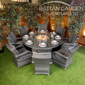 Rattan Serena Tokyo 8 Seat Fire Pit With 165cm Round Table